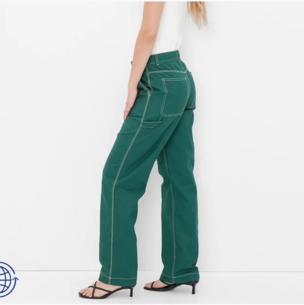 Gap High Rise 90s Loose Carpenter Pants Green Cargo Y2K Baggy Streetwear Sz 00